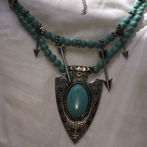 Boho Turquoise Arrow Necklace